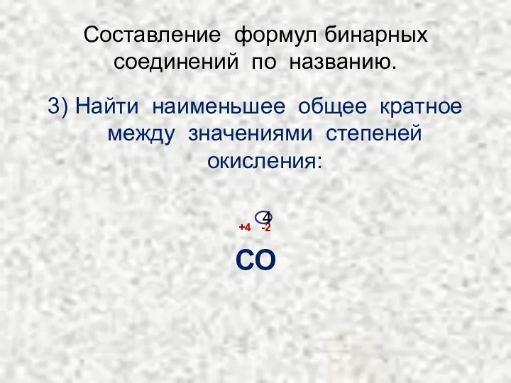 Составление формул бинарных соединений по названию. 3) Найти наименьшее общее