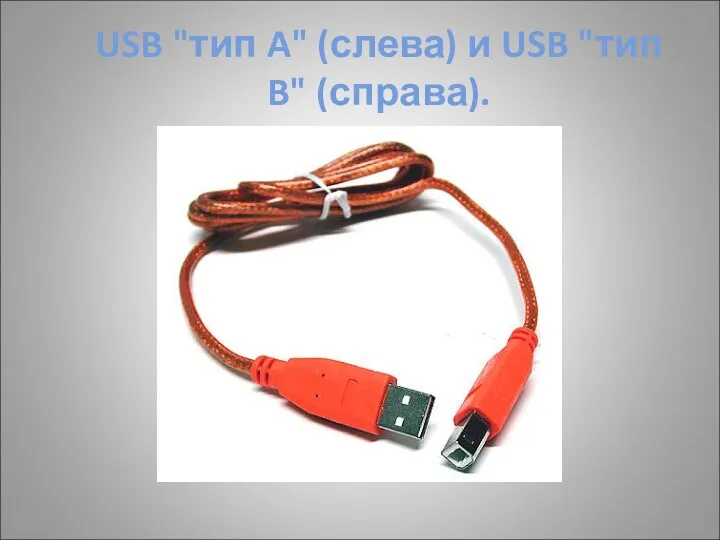 USB "тип A" (слева) и USB "тип B" (справа).