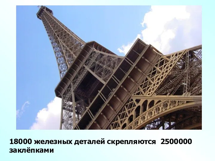 18000 железных деталей скрепляются 2500000 заклёпками