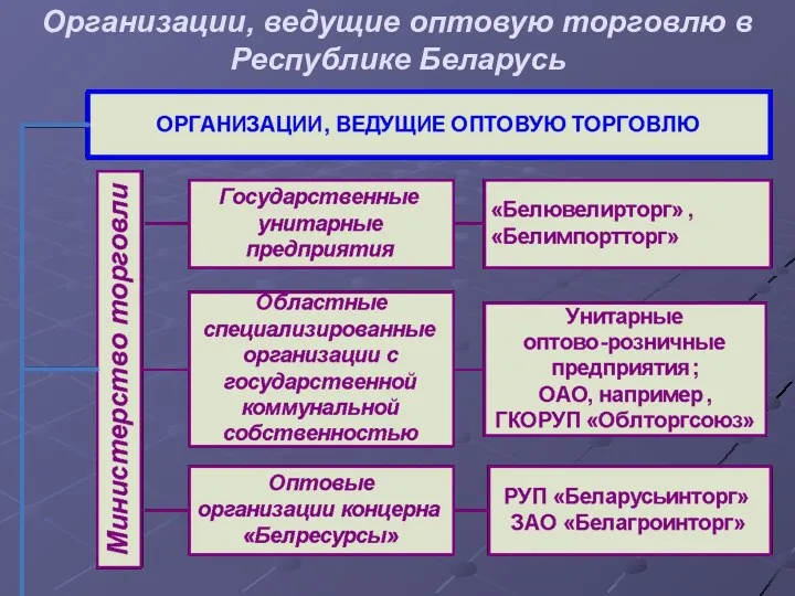 Организации, ведущие оптовую торговлю в Республике Беларусь