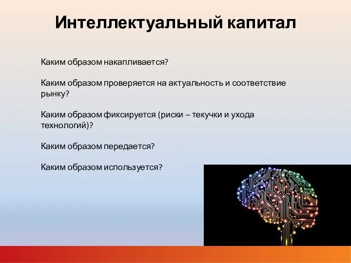 Интеллектуальный капитал Каким образом накапливается? Каким образом проверяется на актуальность