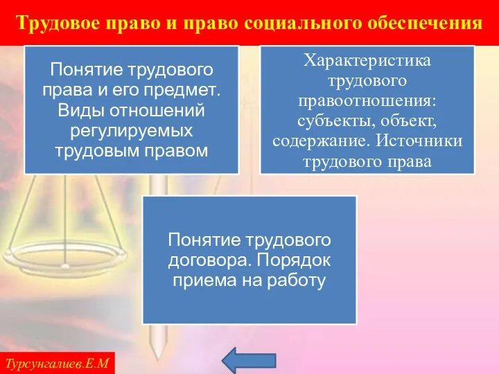 Трудовое право и право социального обеспечения Турсунгалиев.Е.М