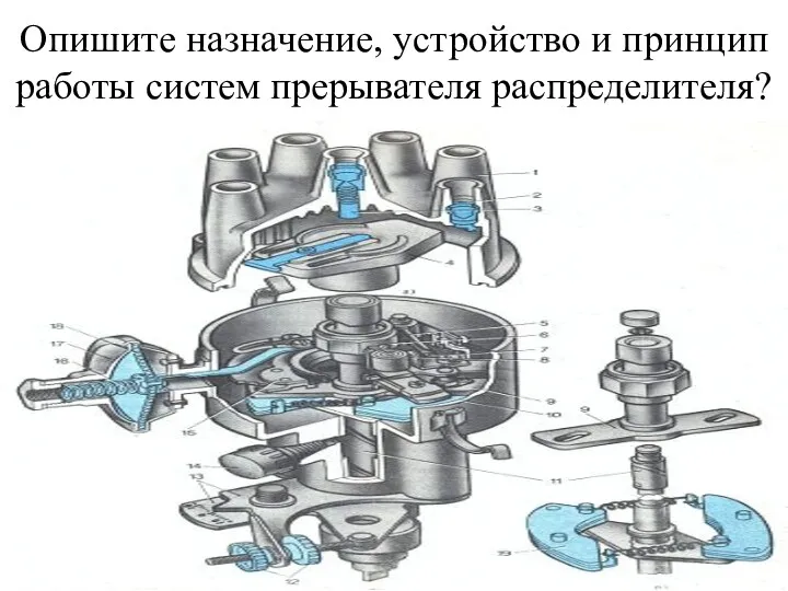 Опишите назначение, устройство и принцип работы систем прерывателя распределителя?