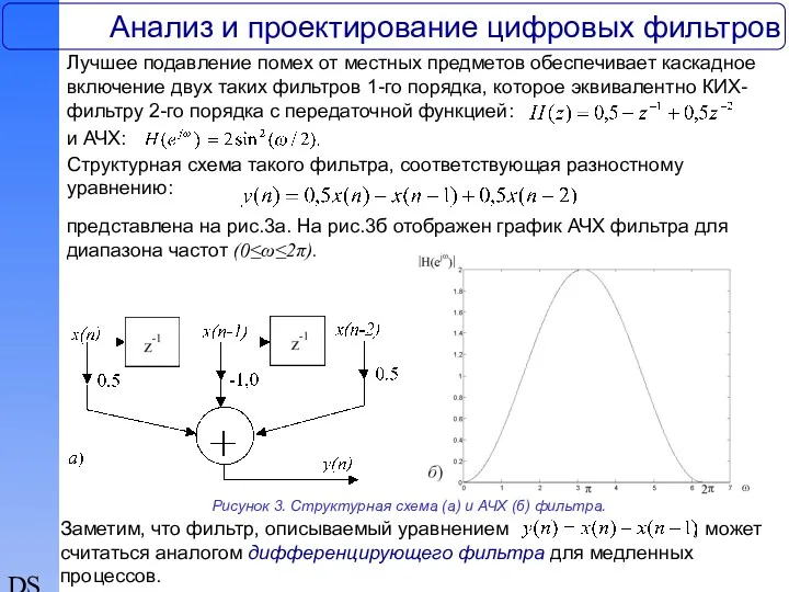 DSP Анализ и проектирование цифровых фильтров Структурная схема такого фильтра,