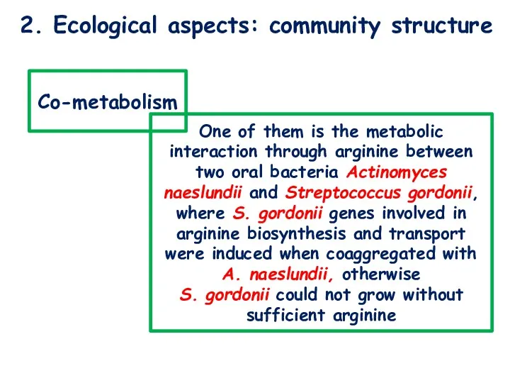 2. Ecological aspects: community structure Co-metabolism One of them is