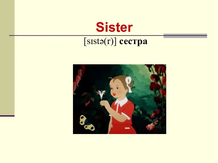 Sister [sɪstə(r)] сестра
