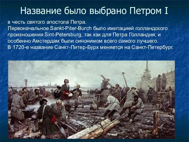 Название было выбрано Петром I в честь святого апостола Петра.