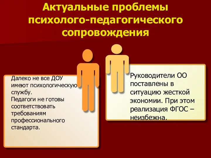 Актуальные проблемы психолого-педагогического сопровождения Далеко не все ДОУ имеют психологическую