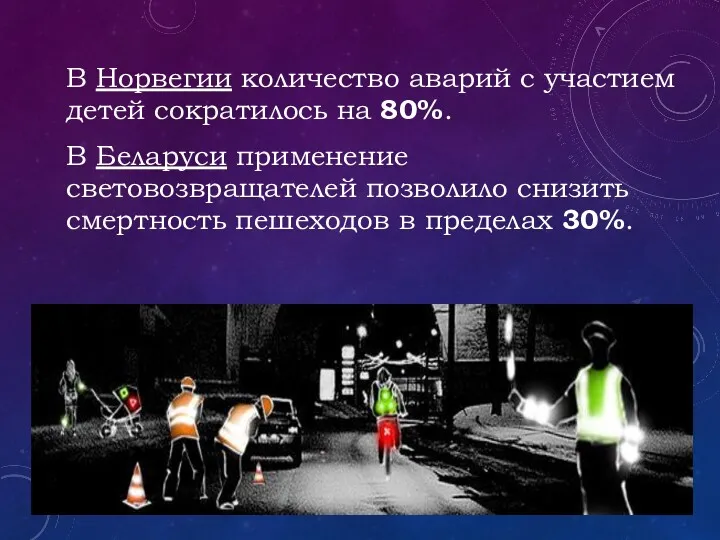 В Норвегии количество аварий с участием детей сократилось на 80%.