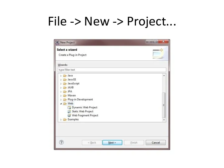 File -> New -> Project...