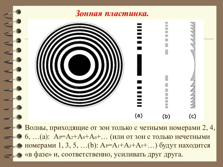 Волны, приходящие от зон только с четными номерами 2, 4,