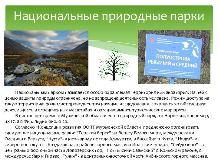 Национальным парком называется особо охраняемая территория или акватория. На ней