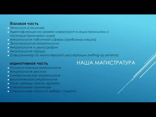 НАША МАГИСТРАТУРА базовая часть Этнология в политике Идентификация на уровне