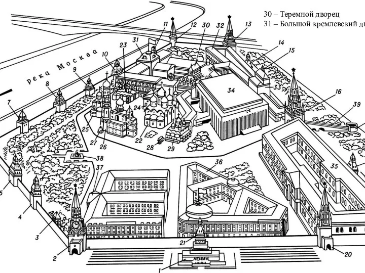 30 – Теремной дворец 31 – Большой кремлевский дворец