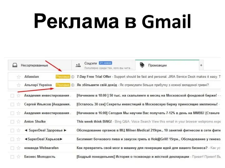 Реклама в Gmail