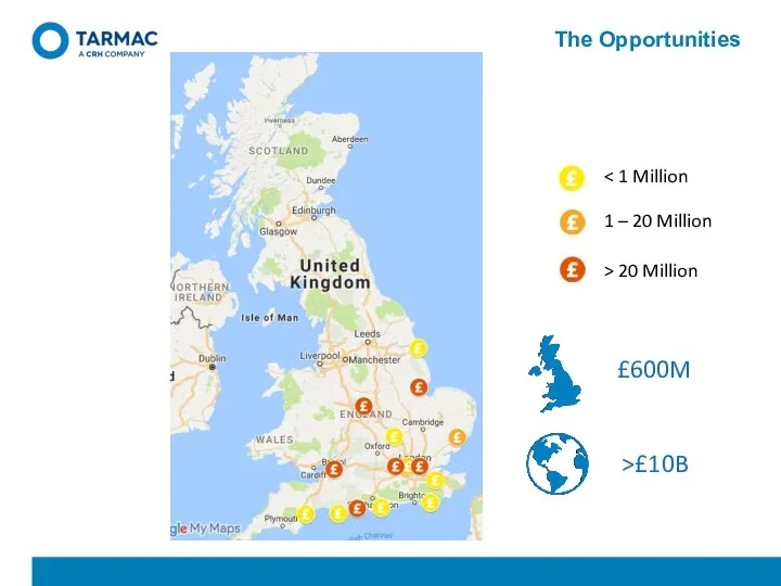 The Opportunities 1 – 20 Million > 20 Million £600M >£10B