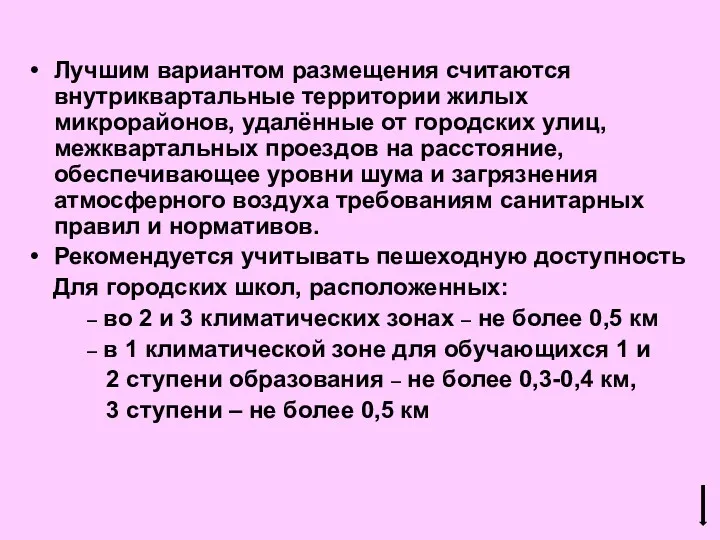 Лучшим вариантом размещения считаются внутриквартальные территории жилых микрорайонов, удалённые от