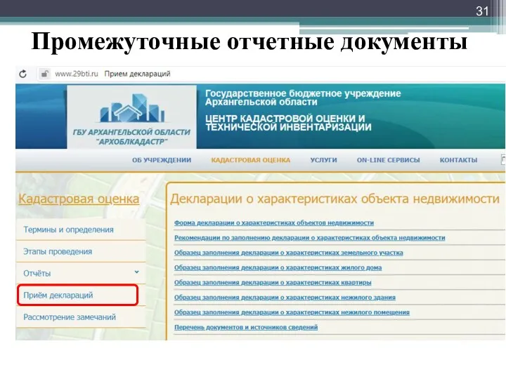 Промежуточные отчетные документы