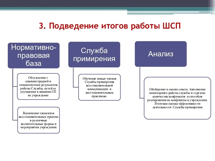 3. Подведение итогов работы ШСП