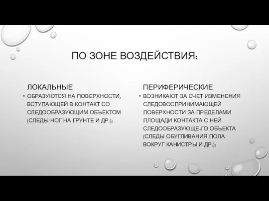 ПО ЗОНЕ ВОЗДЕЙСТВИЯ: ЛОКАЛЬНЫЕ ОБРАЗУЮТСЯ НА ПОВЕРХНОСТИ, ВСТУПАЮЩЕЙ В КОНТАКТ