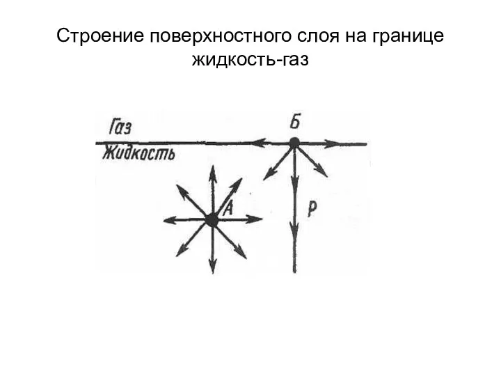 Строение поверхностного слоя на границе жидкость-газ