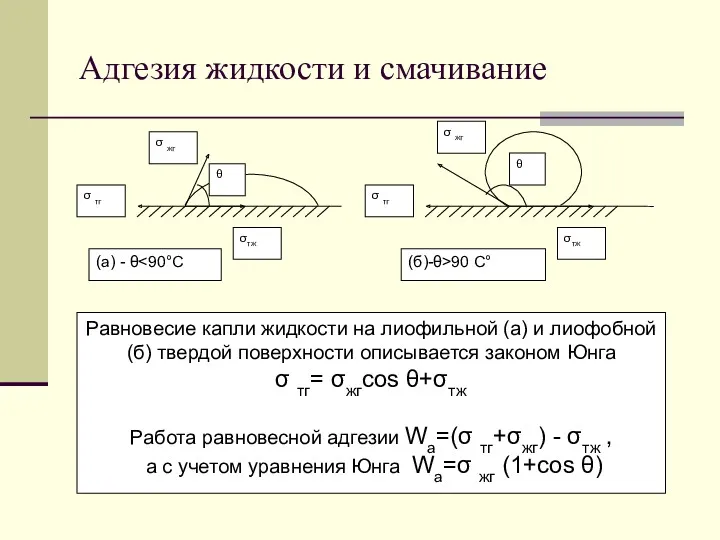 Адгезия жидкости и смачивание