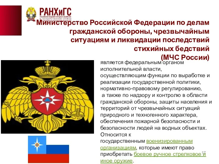 Министерство Российской Федерации по делам гражданской обороны, чрезвычайным ситуациям и