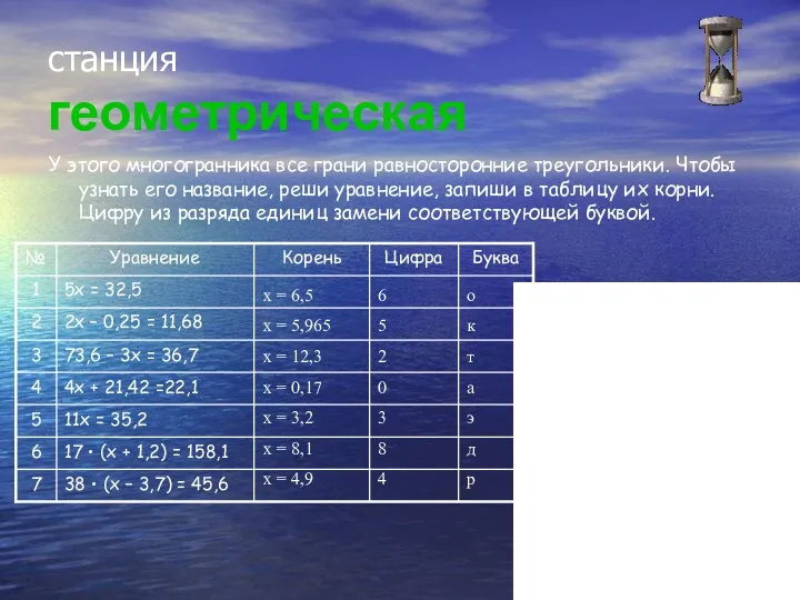 станция геометрическая У этого многогранника все грани равносторонние треугольники. Чтобы