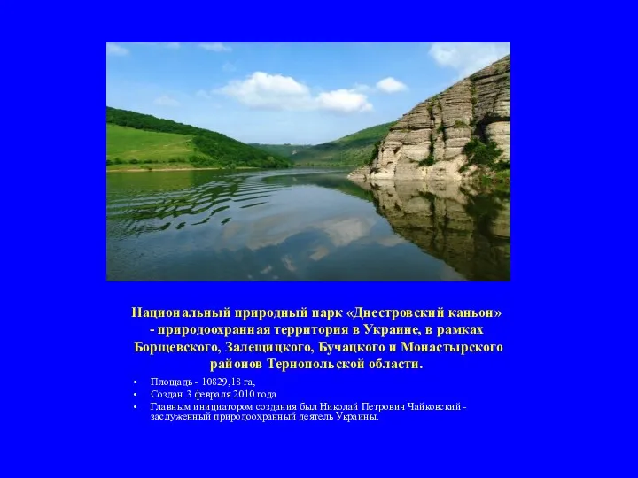 Национальный природный парк «Днестровский каньон» - природоохранная территория в Украине, в рамках Борщевского,