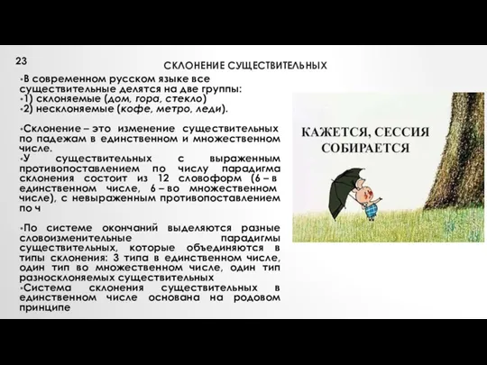 СКЛОНЕНИЕ СУЩЕСТВИТЕЛЬНЫХ В современном русском языке все существительные делятся на