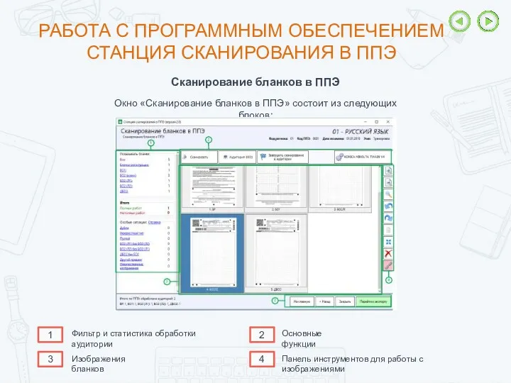 РАБОТА С ПРОГРАММНЫМ ОБЕСПЕЧЕНИЕМ СТАНЦИЯ СКАНИРОВАНИЯ В ППЭ Сканирование бланков в ППЭ Окно