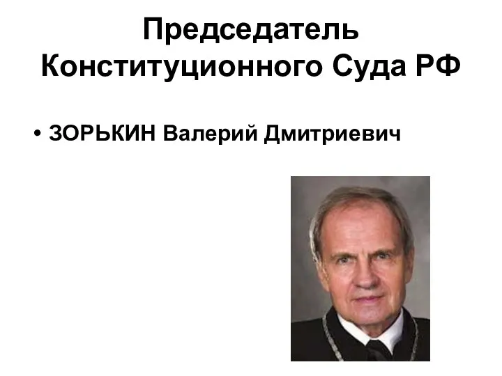 Председатель Конституционного Суда РФ ЗОРЬКИН Валерий Дмитриевич