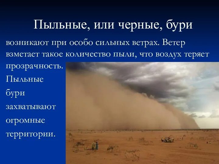 возникают при особо сильных ветрах. Ветер взметает такое количество пыли,