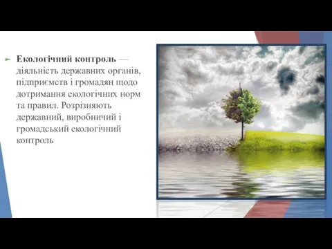 Екологічний контроль — діяльність державних органів, підприємств і громадян щодо