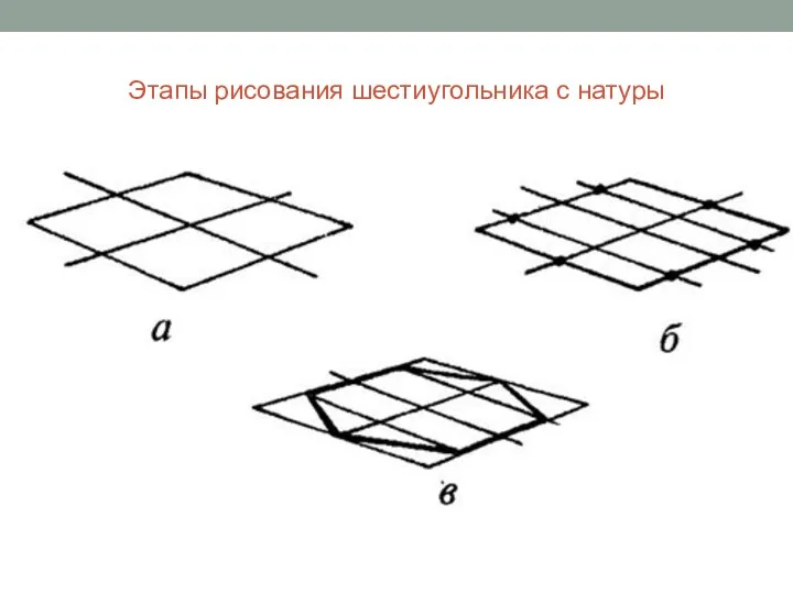 Этапы рисования шестиугольника с натуры