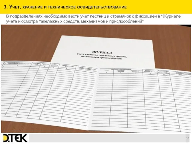 3. Учет, хранение и техническое освидетельствование В подразделениях необходимо вести