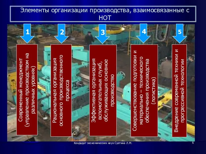 Кандидат экономических наук Суетина Л.М. Элементы организации производства, взаимосвязанные с