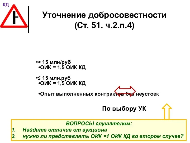 Уточнение добросовестности (Ст. 51. ч.2.п.4) > 15 млн/руб ОИК =