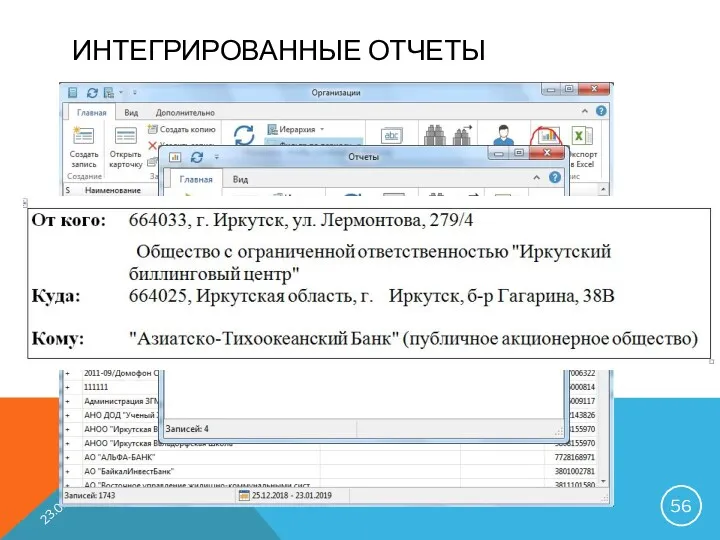 ИНТЕГРИРОВАННЫЕ ОТЧЕТЫ 23.01.2019