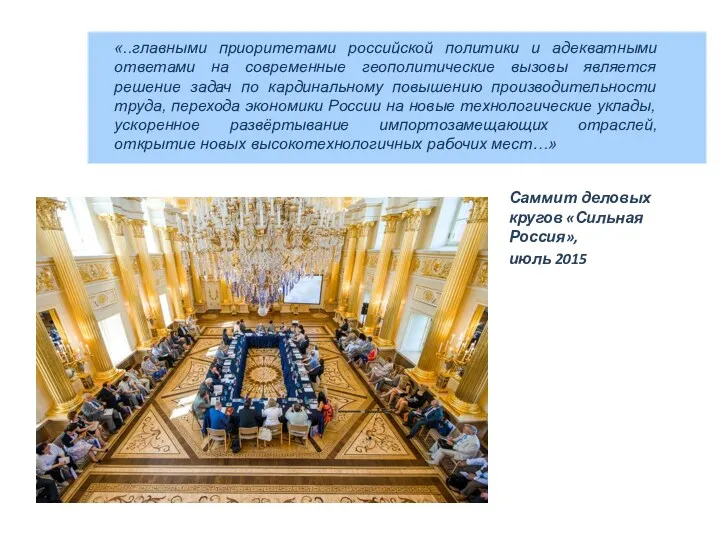 Саммит деловых кругов «Сильная Россия», июль 2015