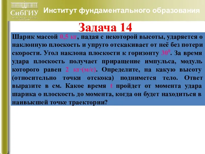 Институт фундаментального образования Задача 14