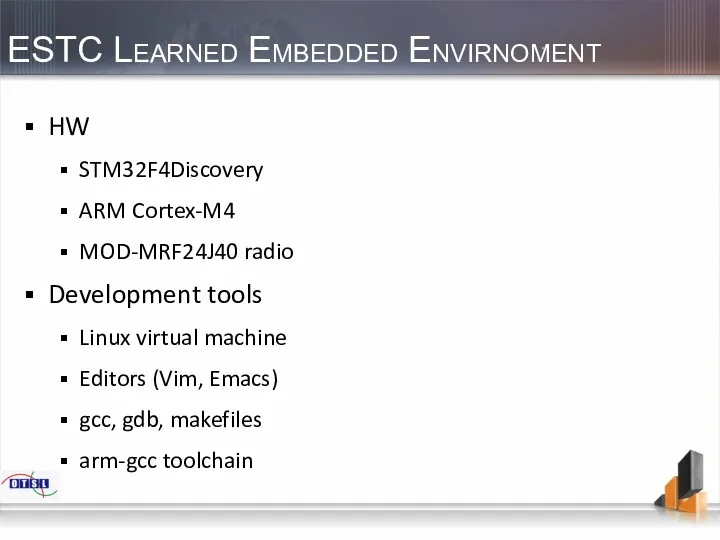 ESTC Learned Embedded Envirnoment HW STM32F4Discovery ARM Cortex-M4 MOD-MRF24J40 radio