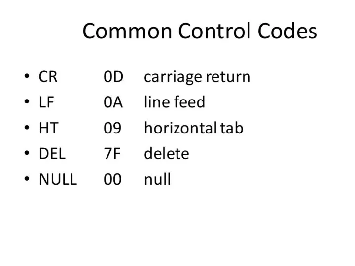 Common Control Codes