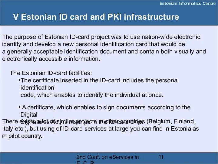 2nd Conf. on eServices in E. C. R. V Estonian