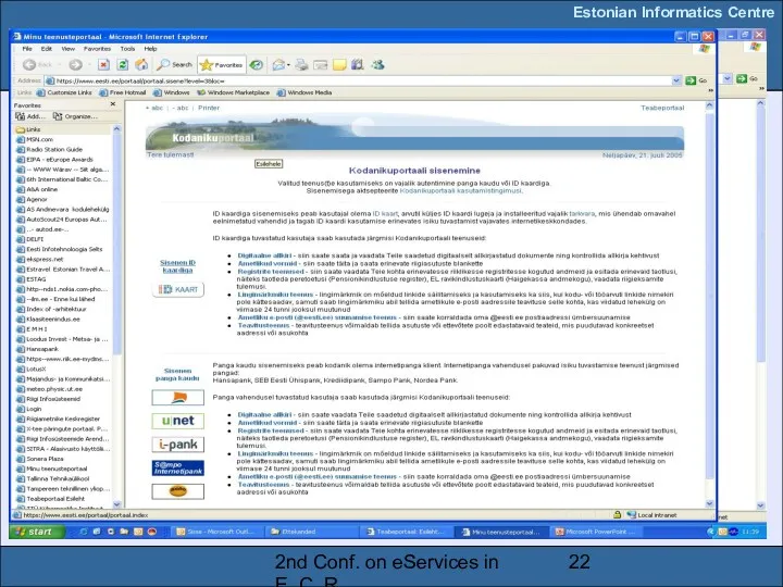 2nd Conf. on eServices in E. C. R.
