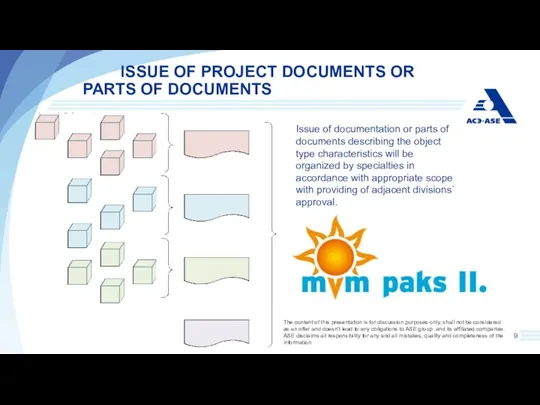 ISSUE OF PROJECT DOCUMENTS OR PARTS OF DOCUMENTS Issue of documentation or parts