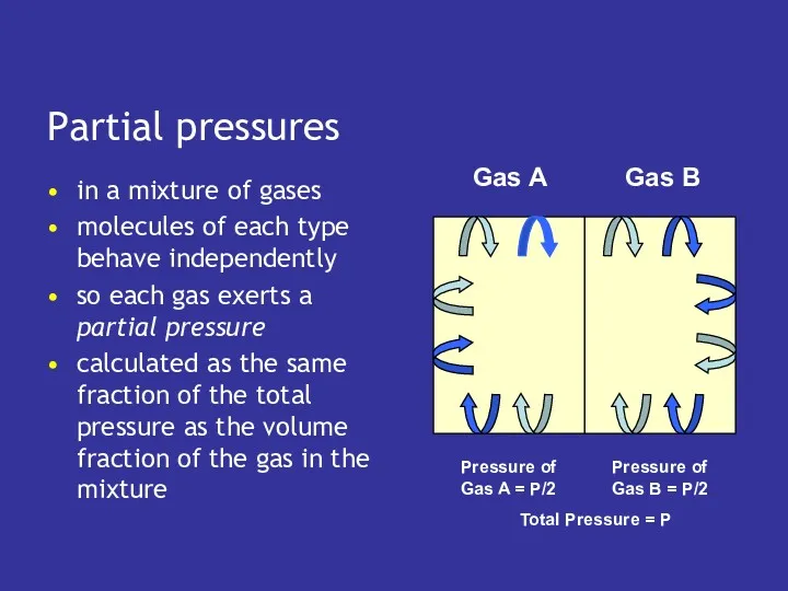 Partial pressures in a mixture of gases molecules of each