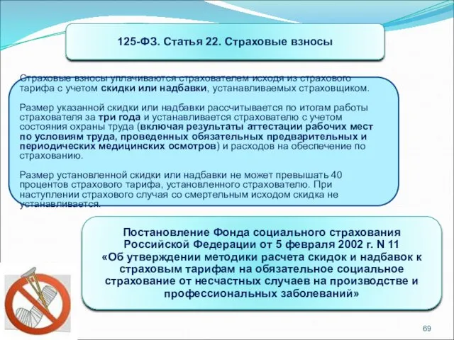 125-ФЗ. Статья 22. Страховые взносы Страховые взносы уплачиваются страхователем исходя