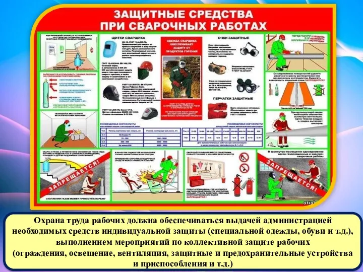 Охрана труда рабочих должна обеспечиваться выдачей администрацией необходимых средств индивидуальной