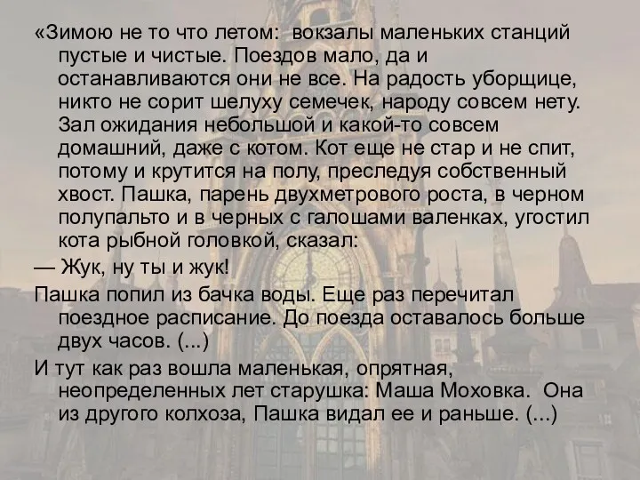 «Зимою не то что летом: вокзалы маленьких станций пустые и